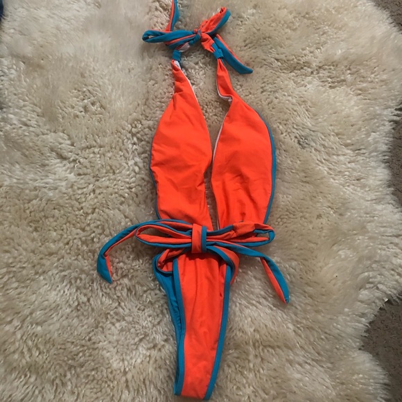 Deep V One Piece Thong Bikini - Picture 1 of 4